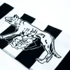 Lupa Senese su sciarpa in raso a righe bianconere del Siena F.C.