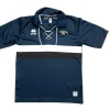 Vista completa della maglia del portiere 120 anni Siena F.C. in blu con banda bianconera.